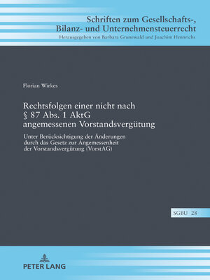 cover image of Rechtsfolgen einer nicht nach § 87 Abs. 1 AktG angemessenen Vorstandsvergütung